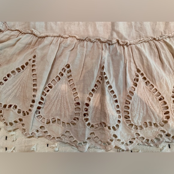 SPAZIOCHIC Italy 100% Linen Sleeveless Tank Top M Ruffle Embroidery Cutouts - Picture 7 of 8